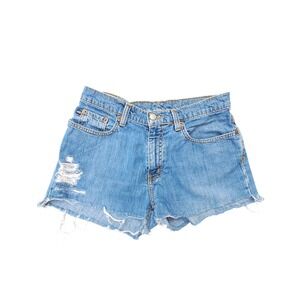 Polo Jeans Co Ralph Lauren Upcycled Denim Shorts Paint Floral Distressed Size 4